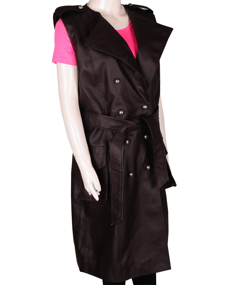 Troian Bellisario Pretty Little Liars Black Leather Vest Coat Troian Bellisario Pretty Little Liars Black Leather Vest Coat - Image 3
