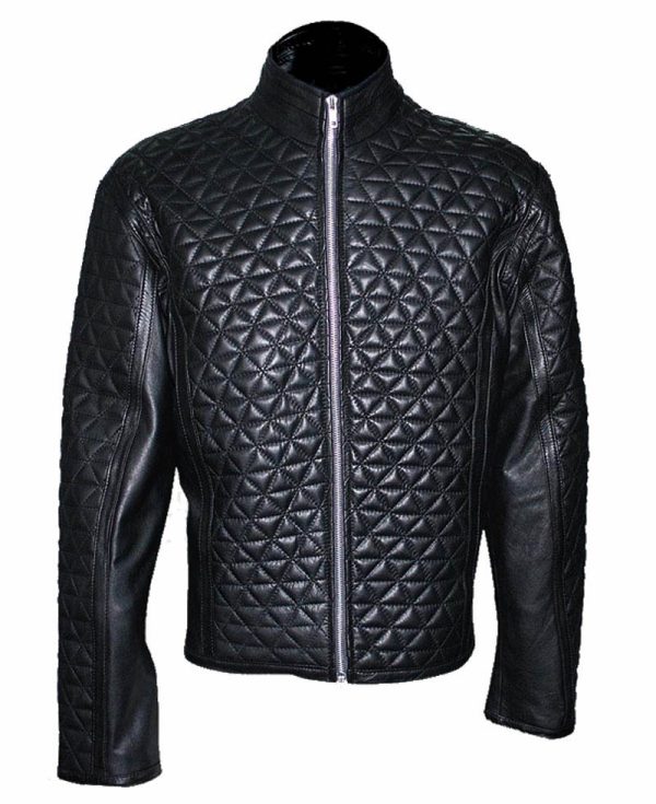 True Blood Eric Northman Black Leather Quilted Jacket