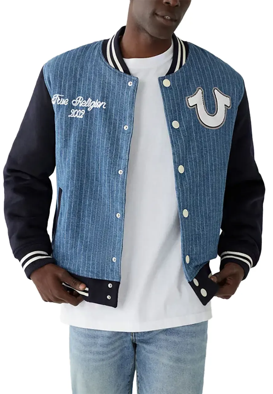 True Religion Varsity Denim Jacket true religion varsity denim jacket