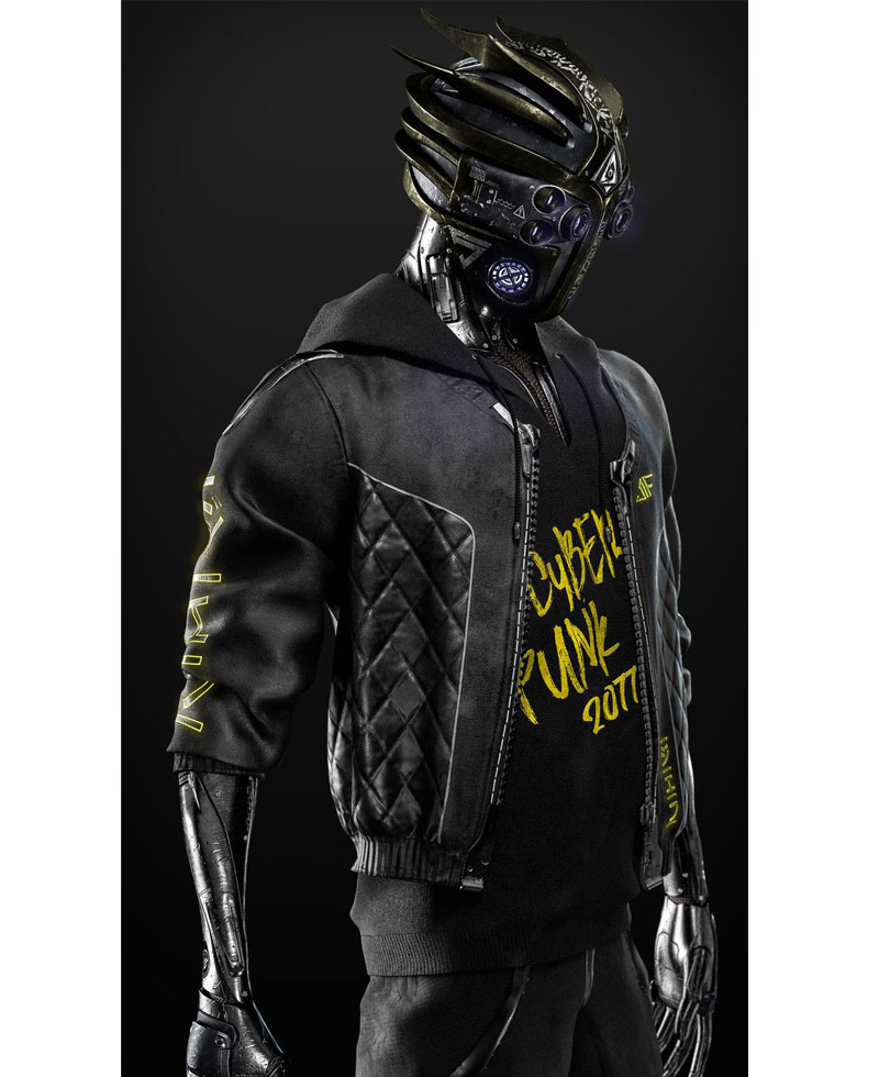Cyberpunk 2077 Cyborg Black Leather Jacket urban cyberpunk 2077 jacket