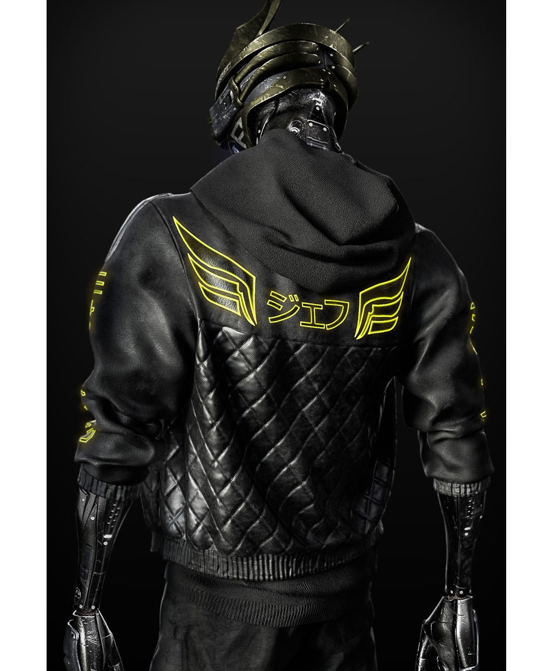 Cyberpunk 2077 Cyborg Black Leather Jacket urban cyborg cyberpunk 2077 jacket