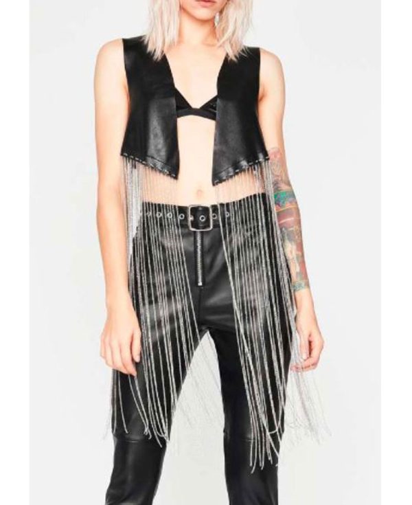 Riverdale S05 Vanessa Morgan Chain Fringe Leather Vest