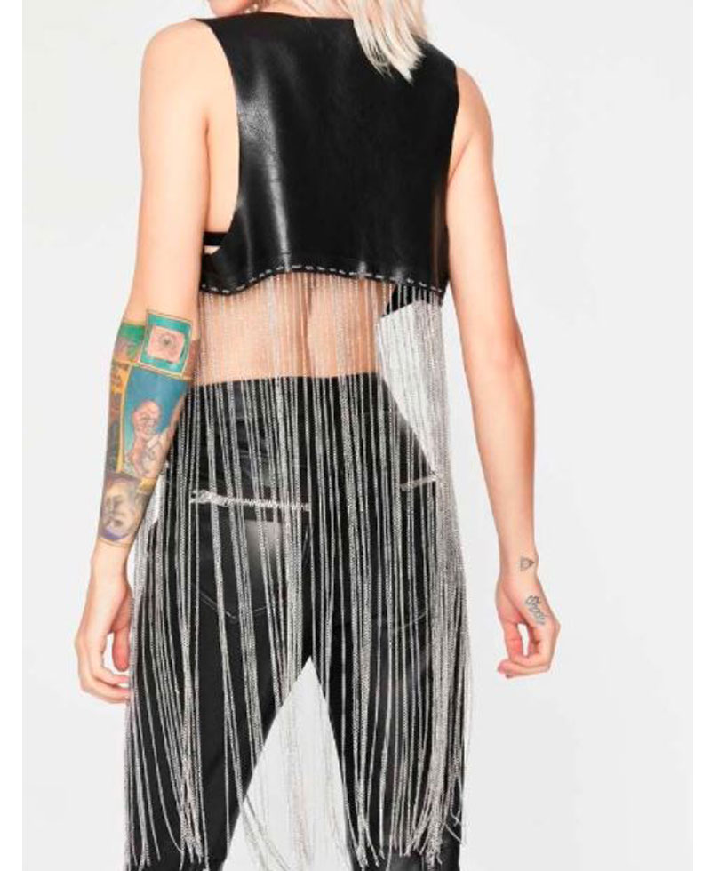 Riverdale S05 Vanessa Morgan Chain Fringe Leather Vest Riverdale S05 Vanessa Morgan Chain Fringe Leather Vest - Image 2