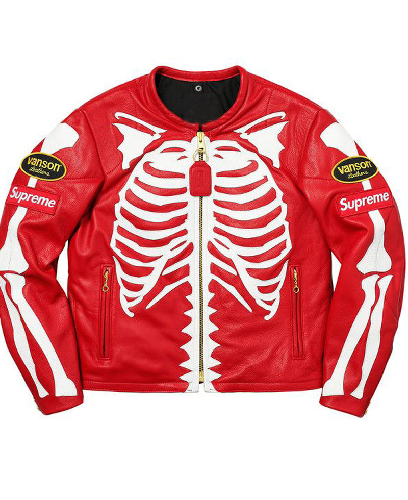 Men's Skeleton Red Vanson Leather Jacket Men's Skeleton Red Vanson Leather Jacket