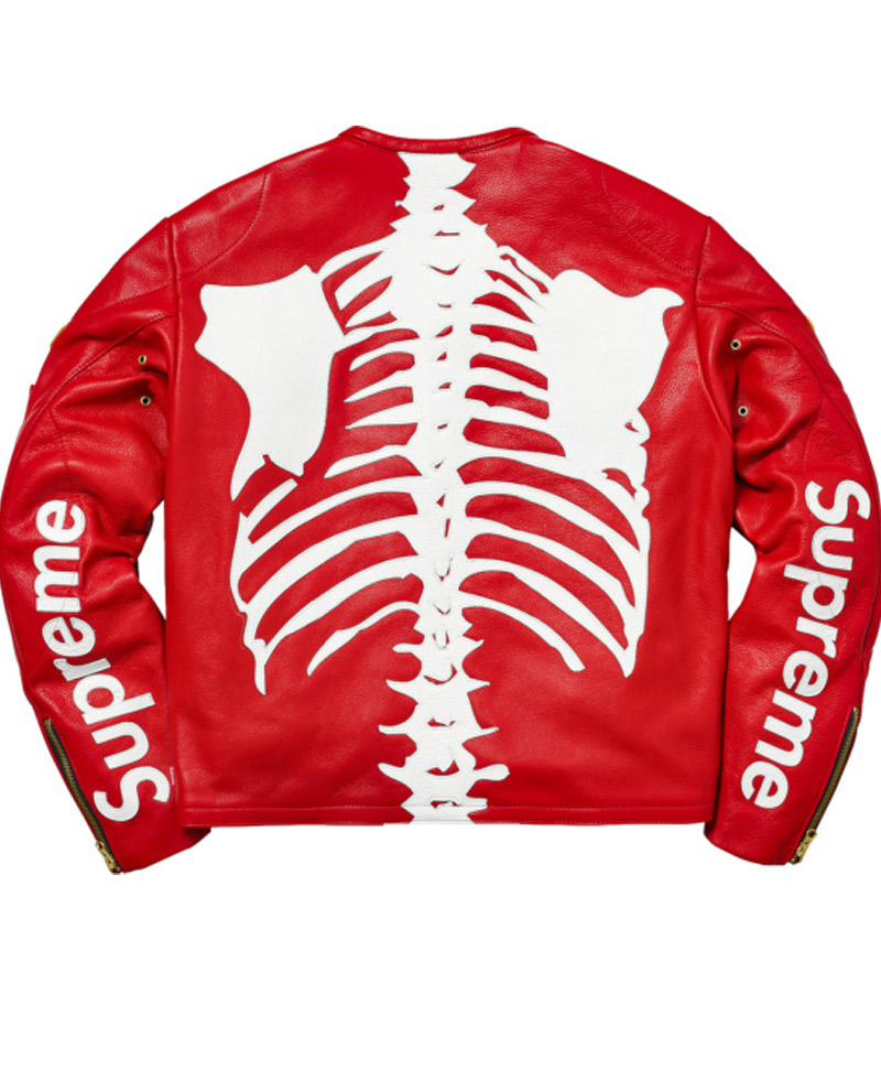 Men's Skeleton Red Vanson Leather Jacket Men's Skeleton Red Vanson Leather Jacket - Image 2