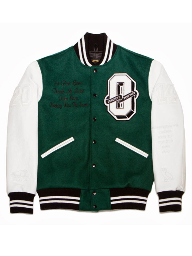 White and Green Varsity Jacket White and Green Varsity Jacket - Image 2