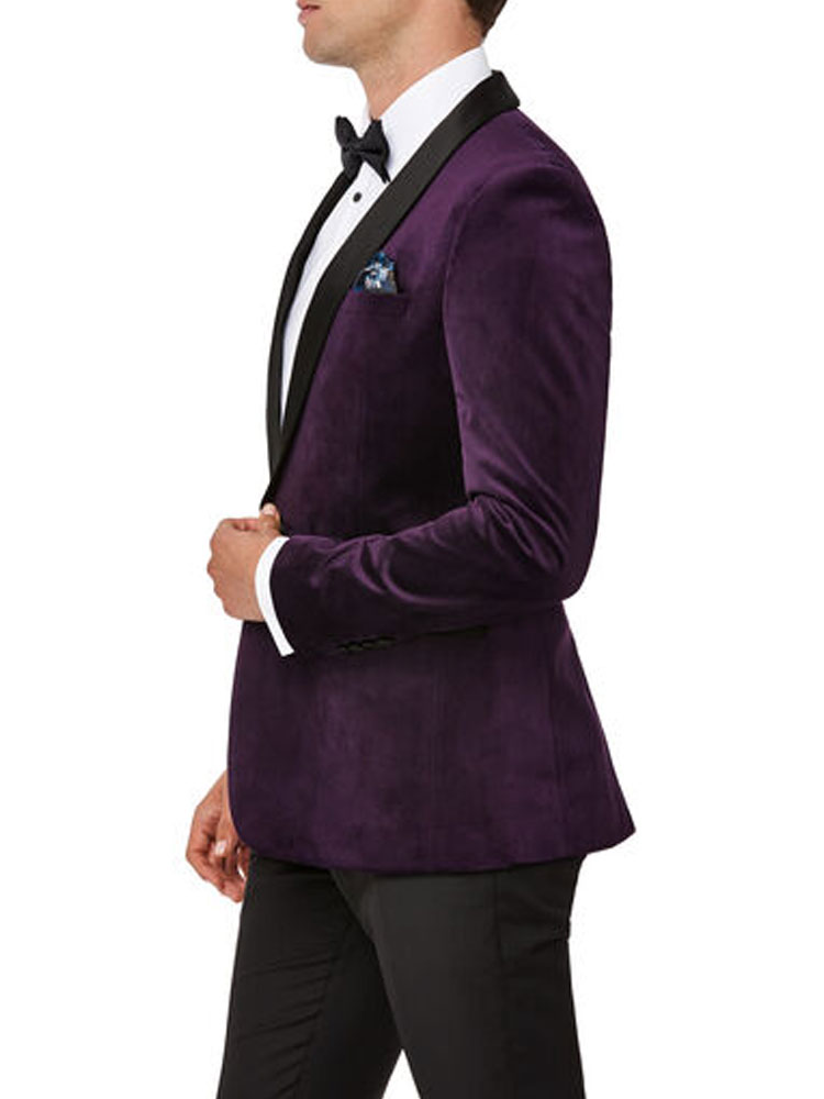 Men's Dark Purple Handley Velvet Tuxedo Men's Dark Purple Handley Velvet Tuxedo - Image 4