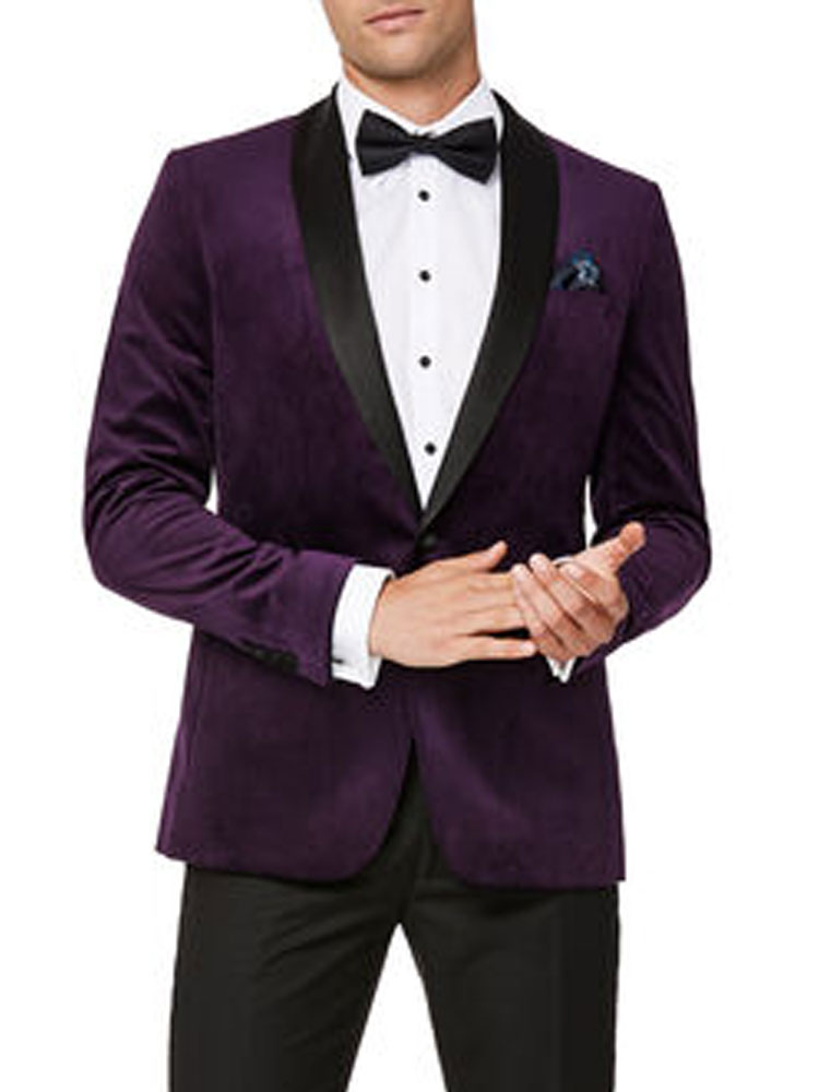 Men's Dark Purple Handley Velvet Tuxedo Men's Dark Purple Handley Velvet Tuxedo - Image 3