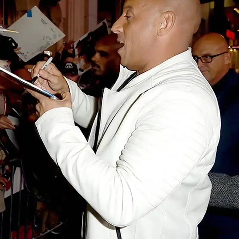 Vin Diesel Leather White Jacket Vin Diesel Leather White Jacket - Image 2