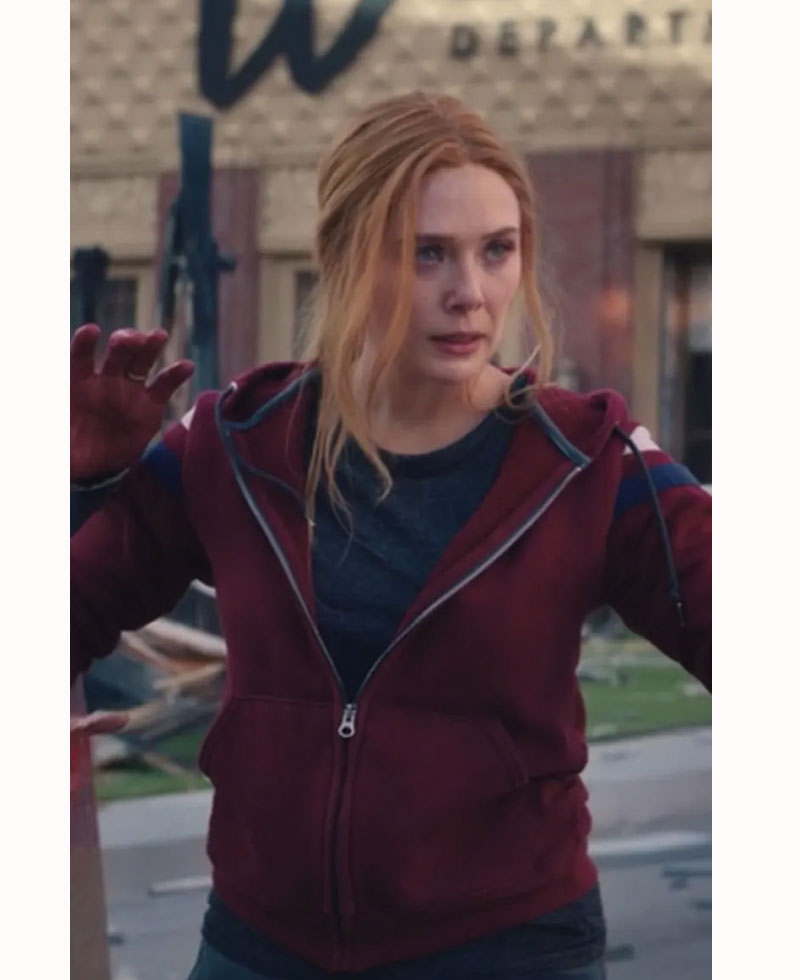 Elizabeth Olsen WandaVision Zip Up Hoodie Elizabeth Olsen WandaVision Zip Up Hoodie - Image 4