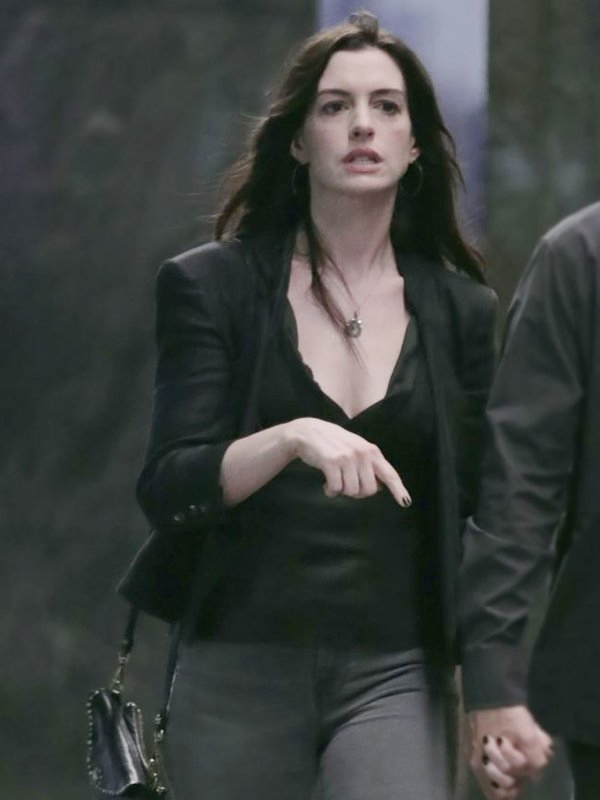 Wecrashed Anne Hathaway Black Leather Jacket Wecrashed Anne Hathaway Black Leather Jacket - Image 5