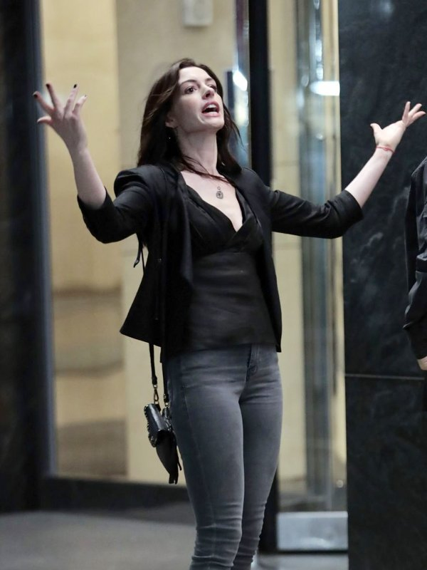 Wecrashed Anne Hathaway Black Leather Jacket Wecrashed Anne Hathaway Black Leather Jacket - Image 4