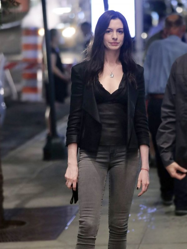 Wecrashed Anne Hathaway Black Leather Jacket Wecrashed Anne Hathaway Black Leather Jacket - Image 3