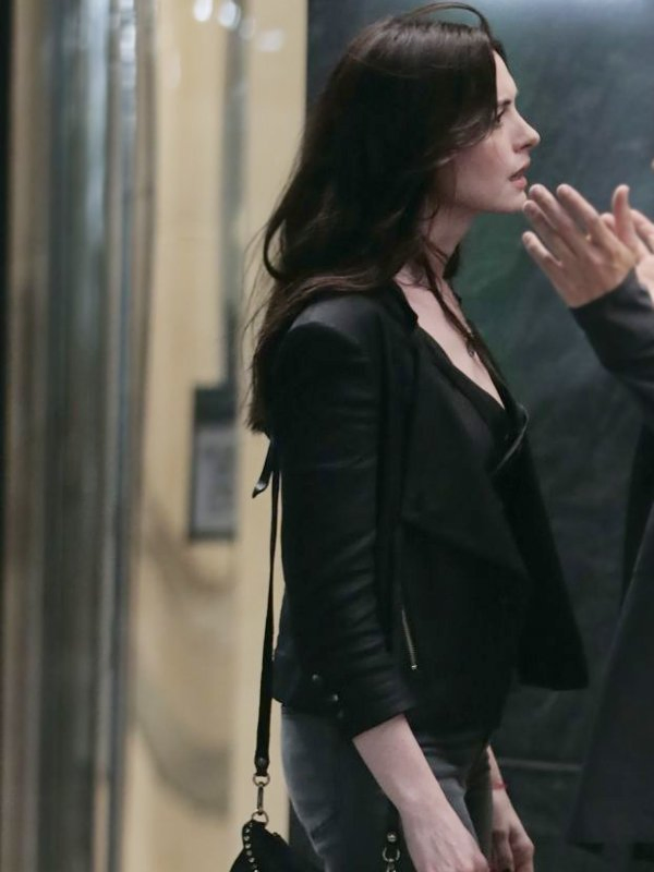 Wecrashed Anne Hathaway Black Leather Jacket Wecrashed Anne Hathaway Black Leather Jacket - Image 2