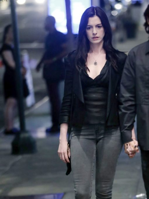 Wecrashed Anne Hathaway Black Leather Jacket Wecrashed Anne Hathaway Black Leather Jacket - Image 6