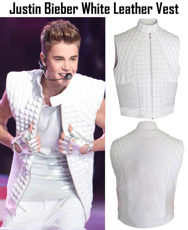 Justin Bieber Quilted White Leather Vest Justin Bieber Quilted White Leather Vest - Image 4