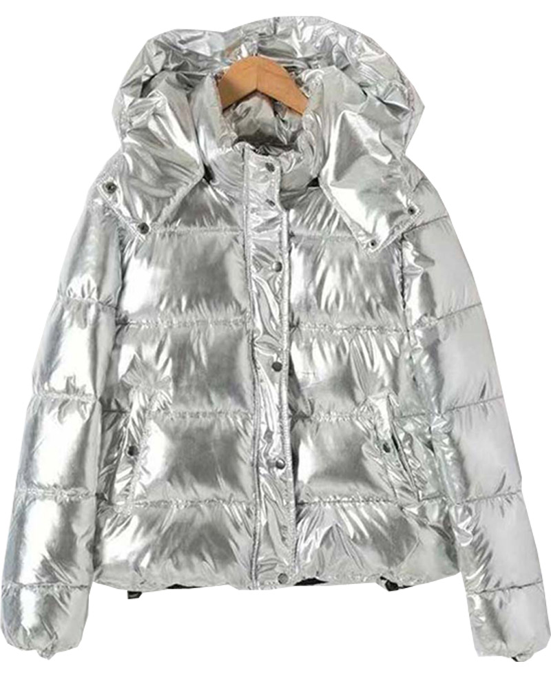 Women's Puffer Silver Down Jacket with Removable Hood Women's Puffer Silver Down Jacket with Removable Hood