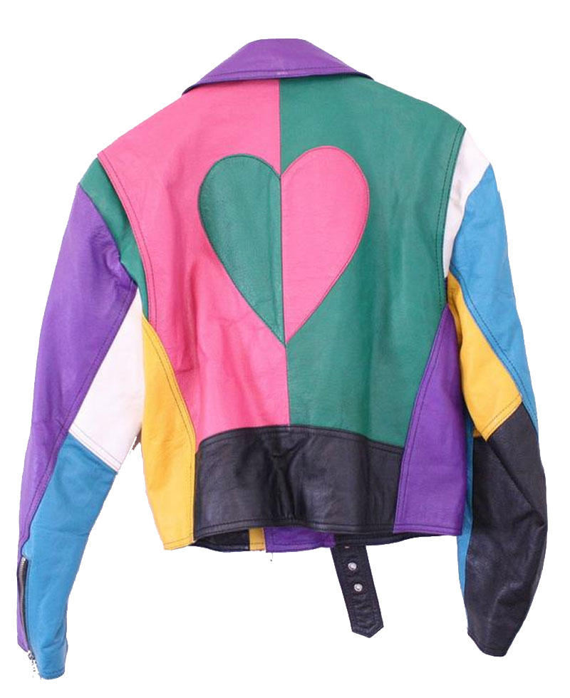 Women's Rainbow Colorful Motorcycle Jacket colorful leather jacket