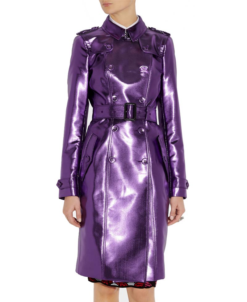 Women's Metallic Purple Trench Coat Women's Metallic Purple Trench Coat - Image 3
