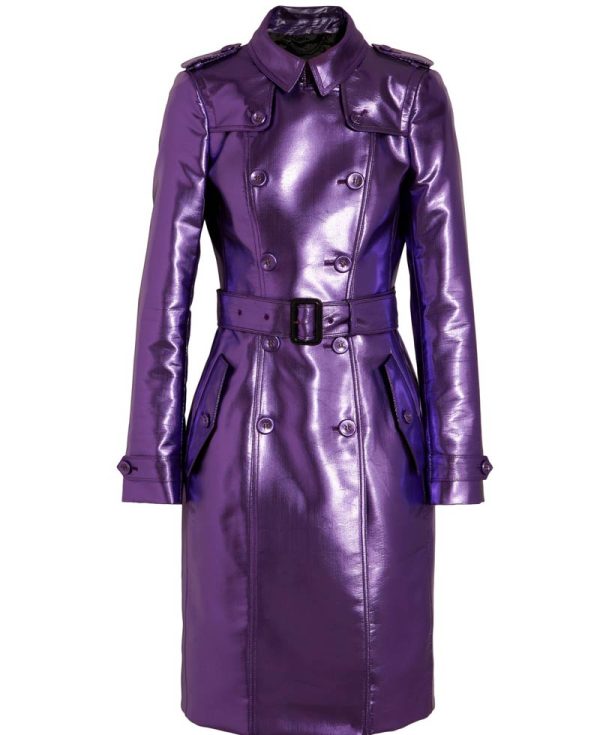 Women's Metallic Purple Trench Coat