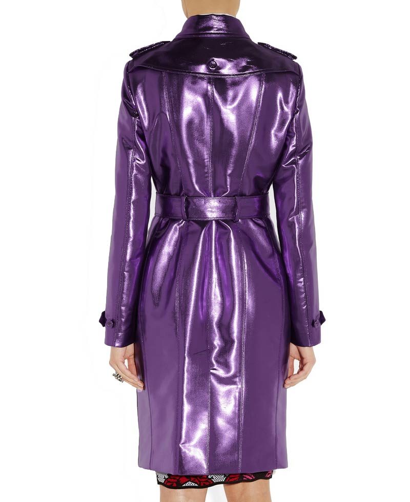Women's Metallic Purple Trench Coat Women's Metallic Purple Trench Coat - Image 2