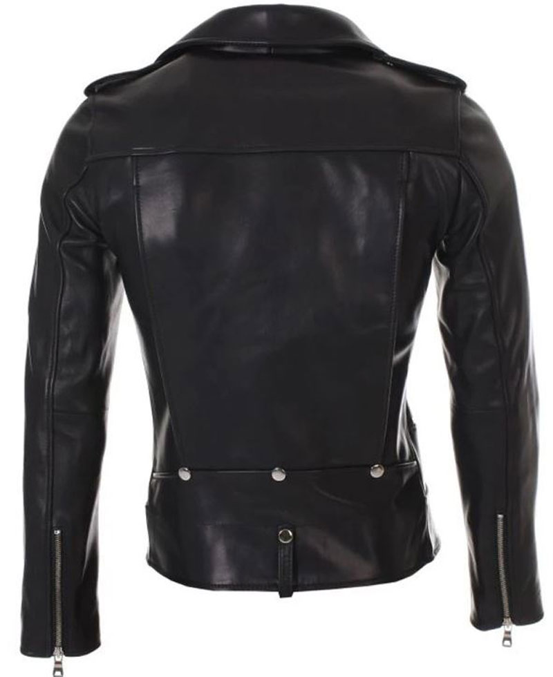 Women's FJ049 Motorcycle Asymmetrical Sheepskin Black Leather Jacket Women's FJ049 Motorcycle Asymmetrical Sheepskin Black Leather Jacket - Image 2