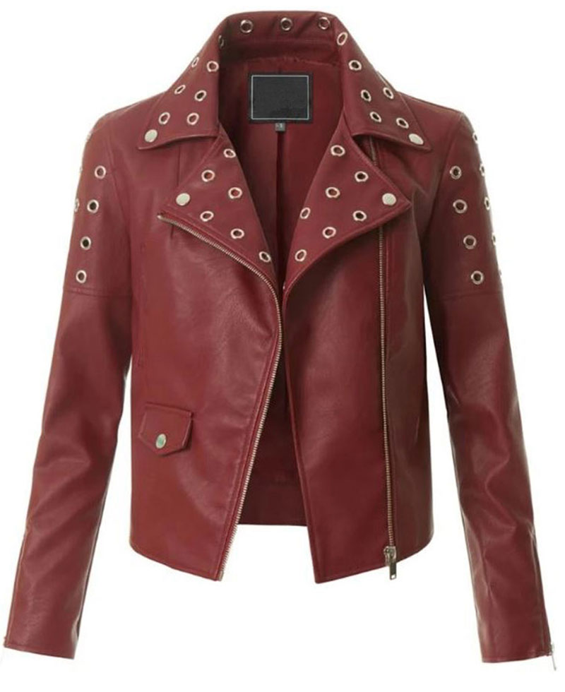 Women's FJ300 Motorcycle Designer Burgundy Leather Jacket Women's FJ300 Motorcycle Designer Burgundy Leather Jacket - Image 2