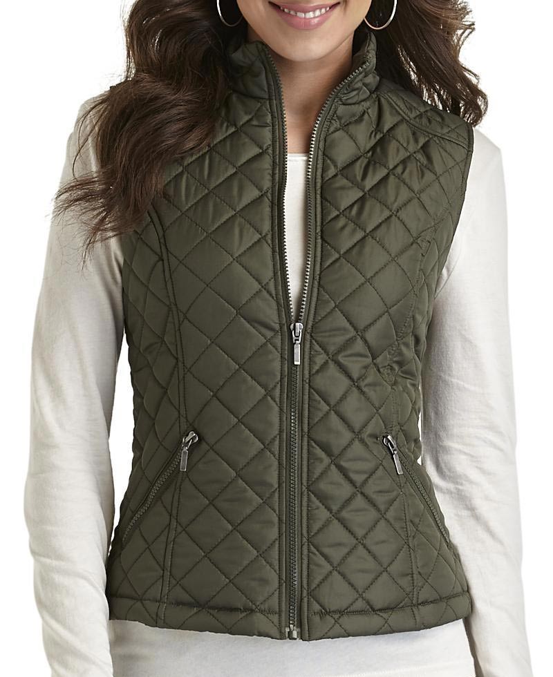 Women's Satin Green Quilted Vest