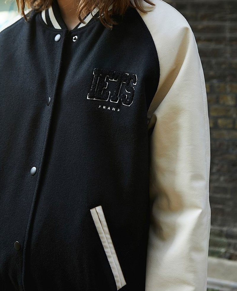 Women's Iets Frans Varsity Black and White Jacket Women's Iets Frans Varsity Black and White Jacket - Image 4
