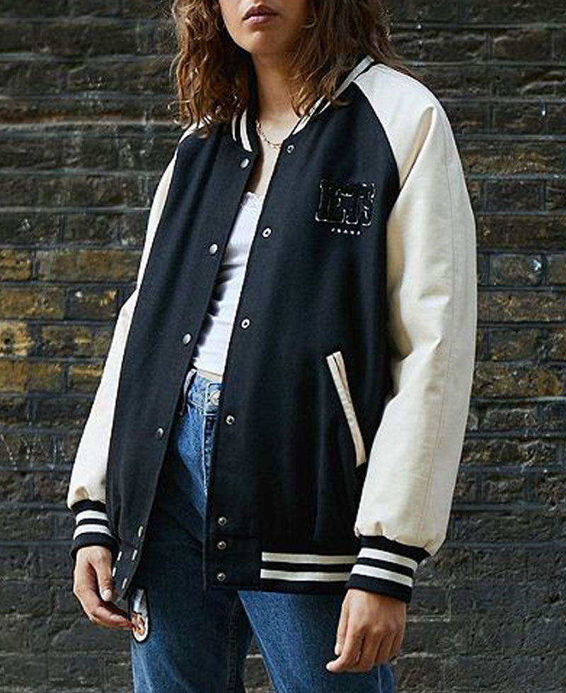 Women's Iets Frans Varsity Black and White Jacket Women's Iets Frans Varsity Black and White Jacket