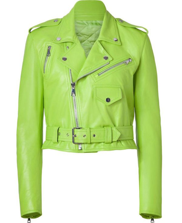 womens lime green leather jacket