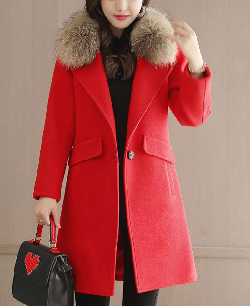 Women's Winter Single Button Wool Coat Women's Winter Single Button Wool Coat - Image 3