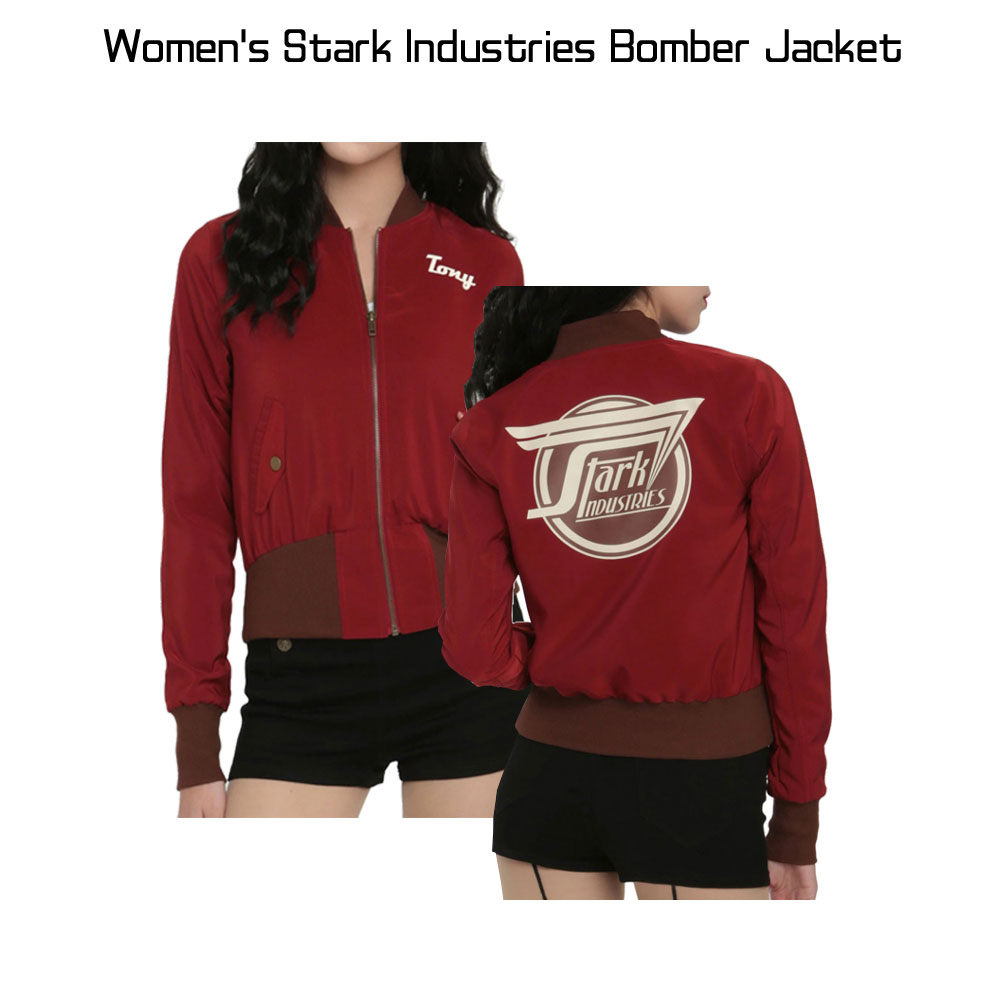 Women's Stark Industries Bomber Satin Jacket Women's Stark Industries Bomber Satin Jacket - Image 3
