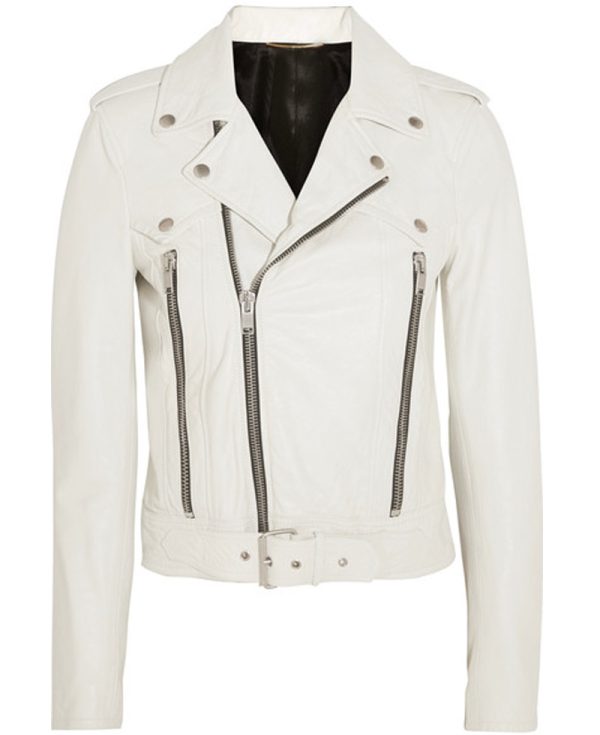 Rockford Women's White Leather Motorcycle Jacket