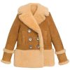 Women’s Winter Shearling Brown Leather Peacoat