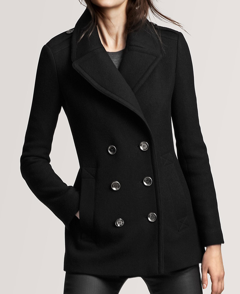 Women's Black Wool Peacoat