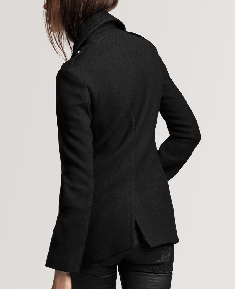 Women's Black Wool Peacoat Women's Black Wool Peacoat - Image 2