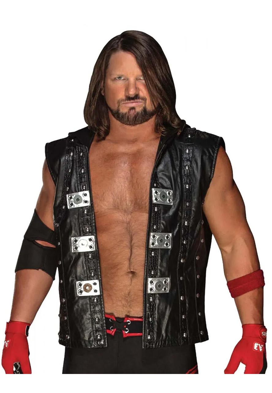WWE AJ Styles Studded Hooded Vest WWE AJ Styles Studded Hooded Vest - Image 2