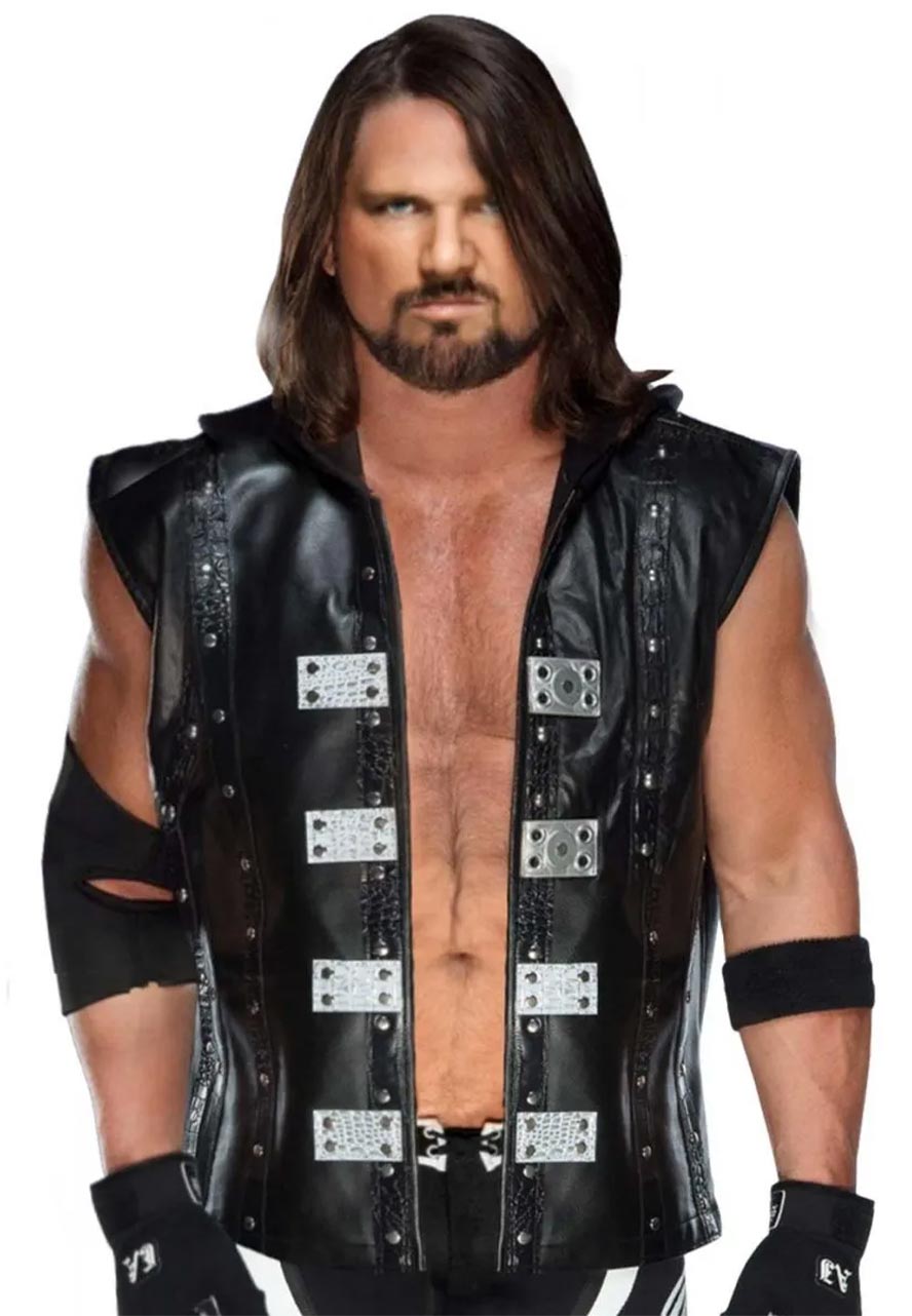 WWE AJ Styles Studded Hooded Vest WWE AJ Styles Studded Hooded Vest