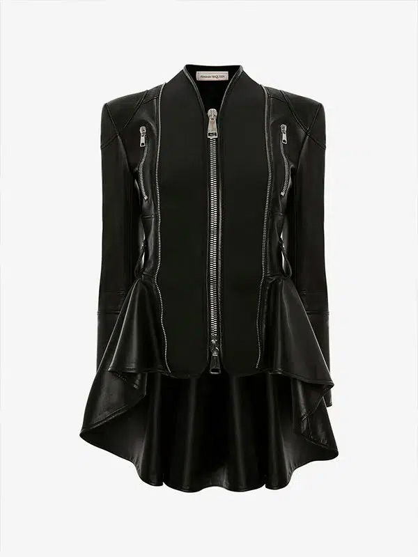 WWE Raw 2022 Elizabeth Copeland Peplum Black Jacket WWE Raw 2022 Elizabeth Copeland Peplum Black Jacket - Image 4