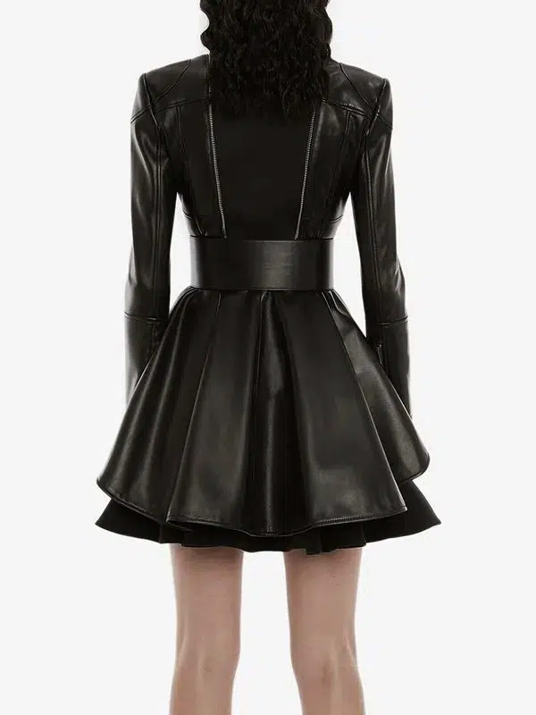 WWE Raw 2022 Elizabeth Copeland Peplum Black Jacket WWE Raw 2022 Elizabeth Copeland Peplum Black Jacket - Image 3