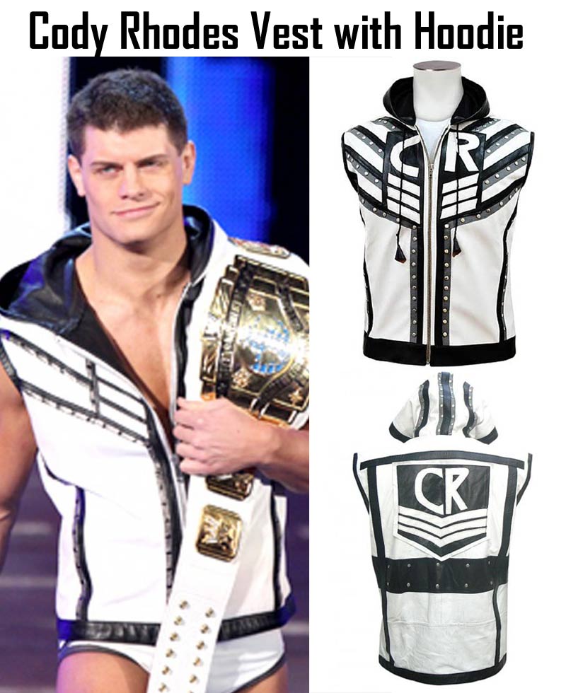 WWE Smackdown Cody Rhodes Vest with Hoodie WWE Smackdown Cody Rhodes Vest with Hoodie - Image 3