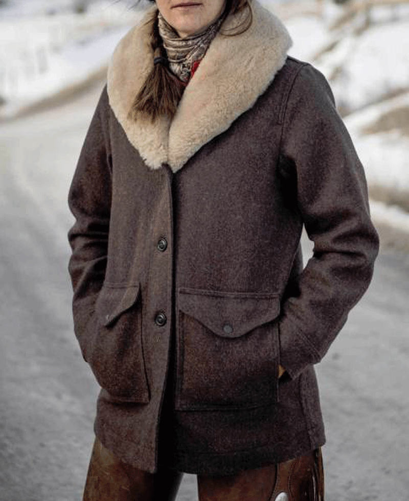 Yellowstone Kelly Reilly Fur Shawl Collar Coat Yellowstone Kelly Reilly Fur Shawl Collar Coat - Image 2