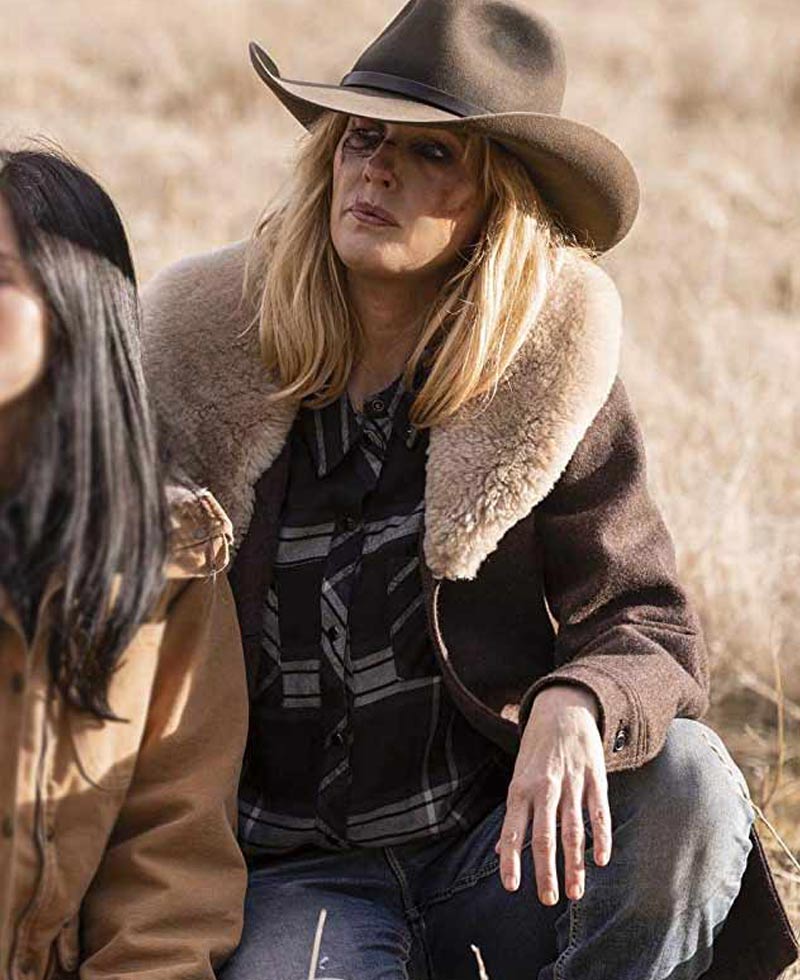 Yellowstone Kelly Reilly Fur Shawl Collar Coat Yellowstone Kelly Reilly Fur Shawl Collar Coat - Image 5