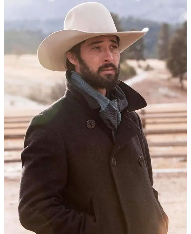 Yellowstone Ryan Bingham Black Peacoat Yellowstone Ryan Bingham Black Peacoat - Image 3