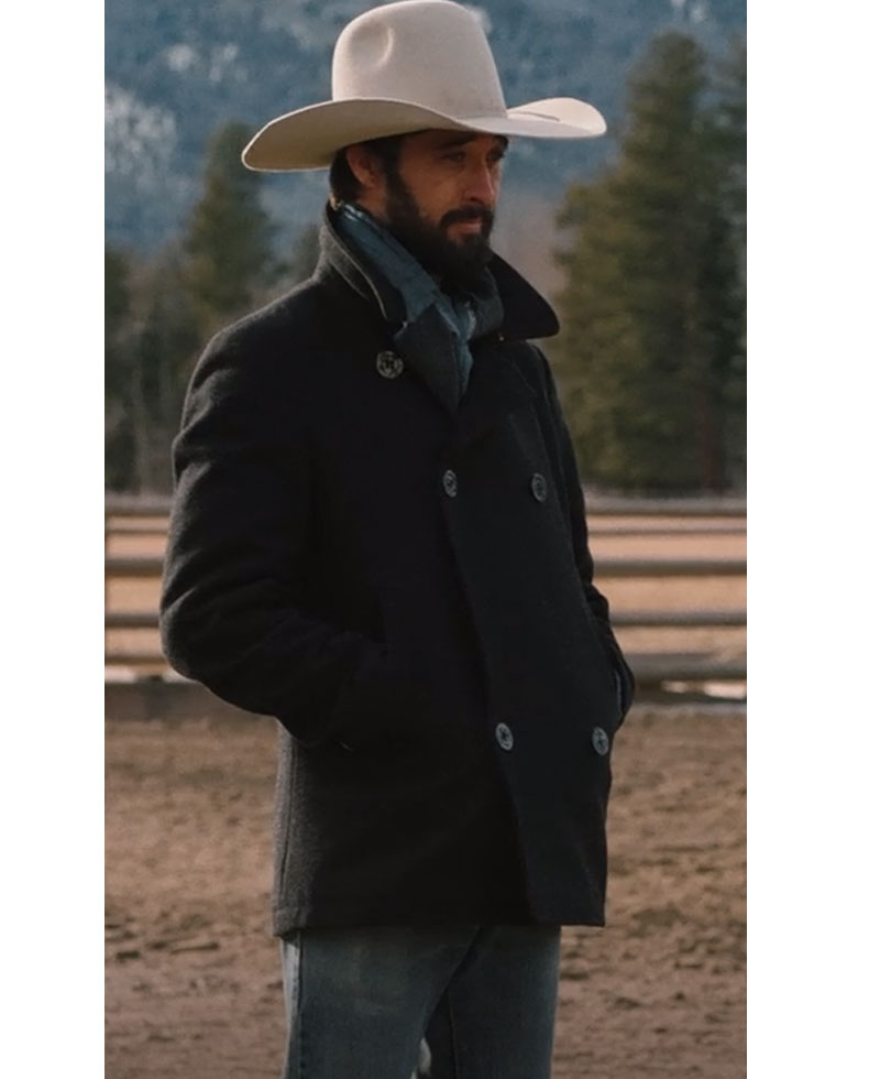 Yellowstone Ryan Bingham Black Peacoat Yellowstone Ryan Bingham Black Peacoat - Image 4