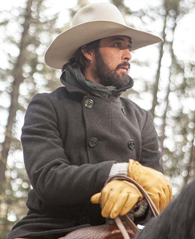 Yellowstone Ryan Bingham Black Peacoat Yellowstone Ryan Bingham Black Peacoat - Image 2