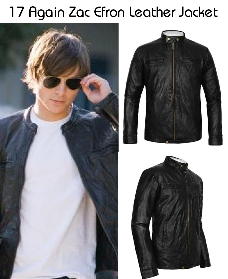 Zac Efron Wrinkled Washed 17 Again Leather Jacket 17 Again Zac Efron Leather Jacket