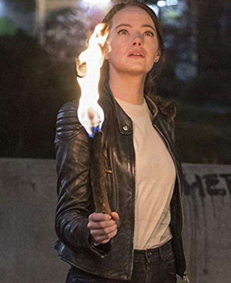 Zombieland Double Tap Emma Stone Biker Leather Jacket Zombieland Double Tap Emma Stone Biker Leather Jacket - Image 4