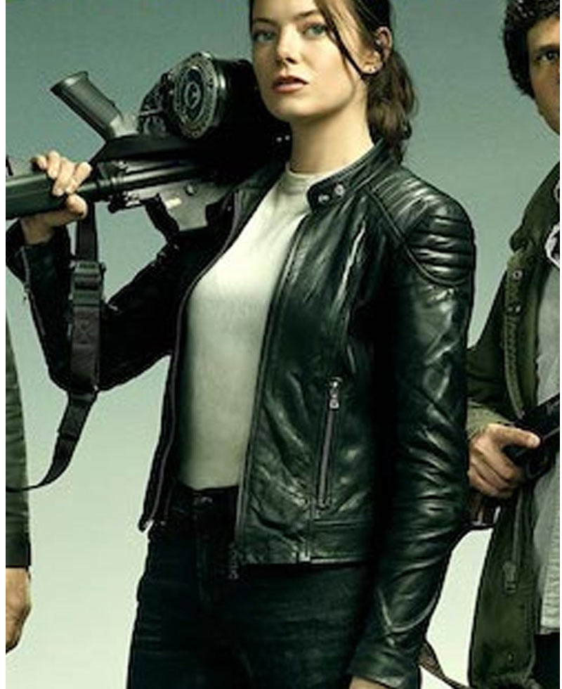 Zombieland Double Tap Emma Stone Biker Leather Jacket Zombieland Double Tap Emma Stone Biker Leather Jacket - Image 2